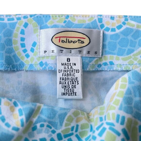 Talbots Petites Mosaic Sea Turtle Print Pencil Skirt Blue Green - Size 8P - Picture 4 of 11